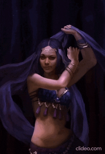 a painting of a belly dancer with the website clideo.com at the bottom of the image