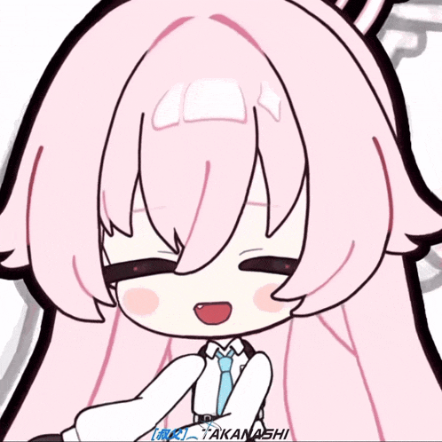 a drawing of a girl with pink hair and the word ashi on the bottom right corner