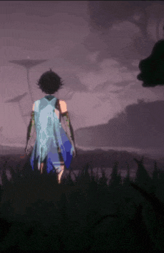a pixel art of a person in a field
