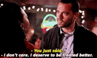 a man and a woman are talking to each other and the man says you just said