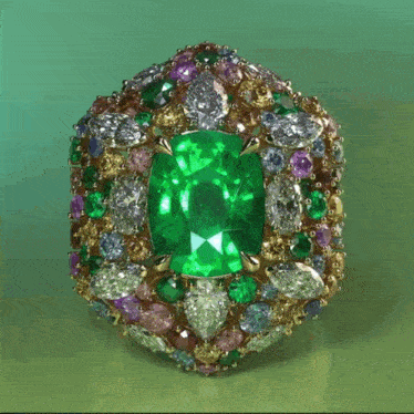 Tg Designe Emerald Ring GIF - Tg Designe Emerald Ring Green Diamond GIFs