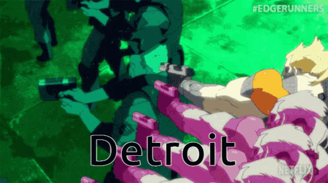 the word detroit that is on a graphic