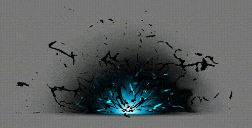 a glowing blue light is coming out of a dark hole