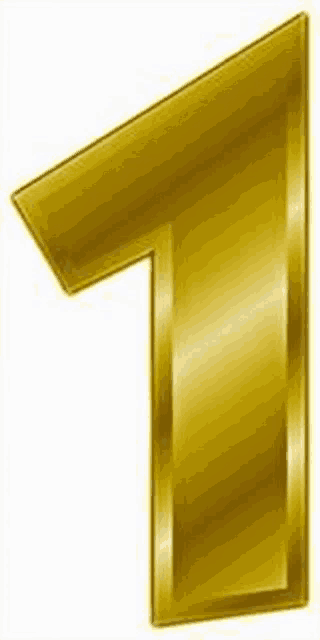 a gold number one on a white background