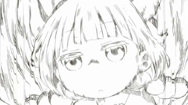 a drawing of a girl with a surprised face