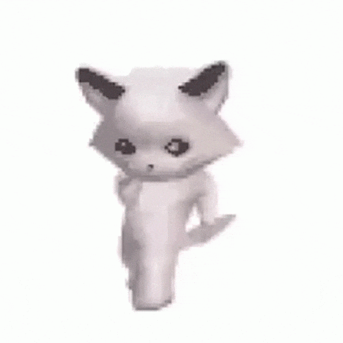 a 3d rendering of a white cat standing on its hind legs .