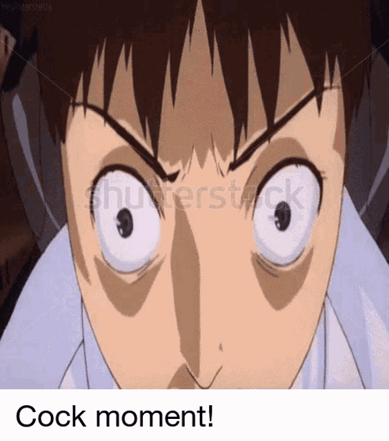 a close up of a man 's face with the words cock moment written below it