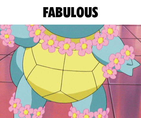 a cartoon of a turtle wearing flowers and the word fabulous below it