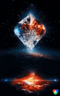 a pyramid in the middle of a galaxy with a blue star in the background