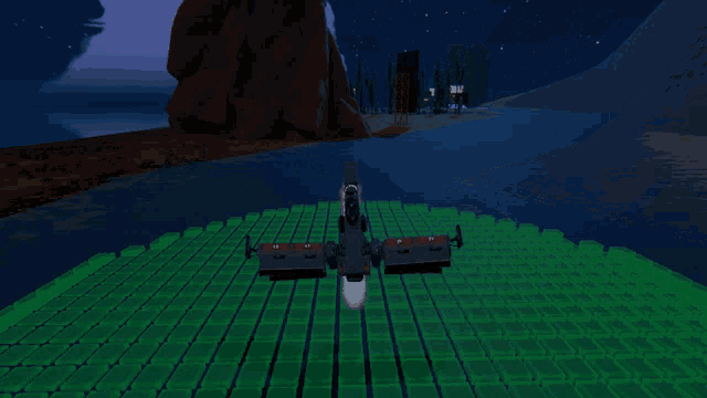 a computer generated image of a plane flying over the ocean