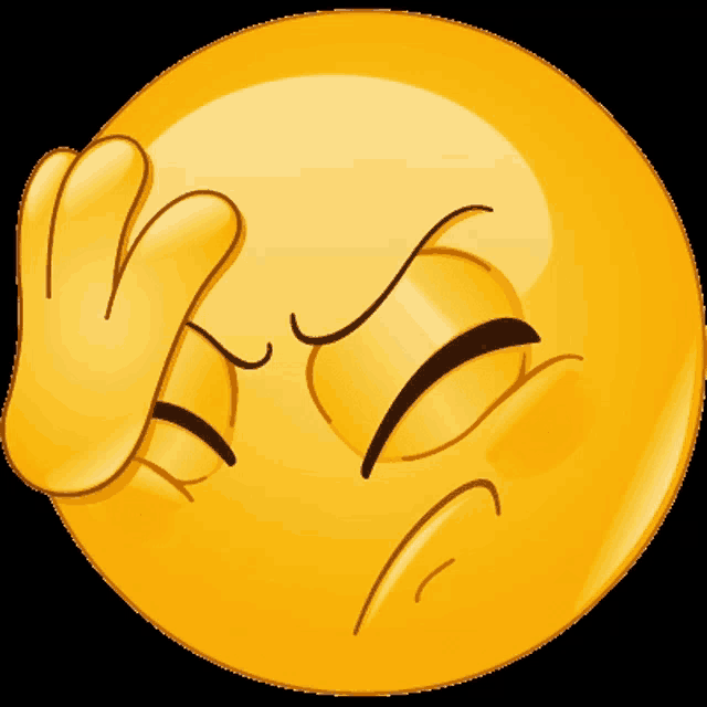 a yellow smiley face with a hand covering its face