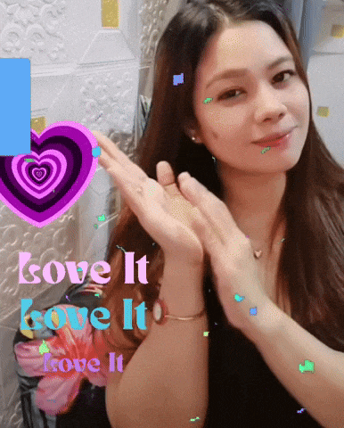 a picture of a woman with the words " love it love it love it "