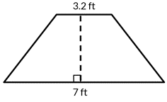 a black and white drawing of a trapezoid with a height of 3.2 ft and 7 ft .
