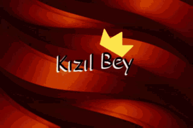 a logo for kizil bey with a yellow crown on a red background