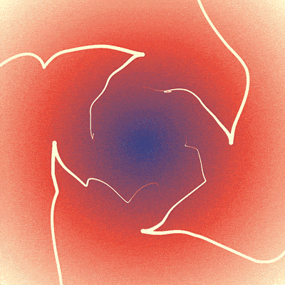 a drawing of a flower with a blue center
