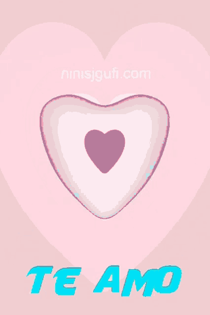 a white heart with a pink heart in the center and the words te amo below it