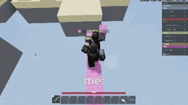 a screenshot of a video game with the words me on the screen