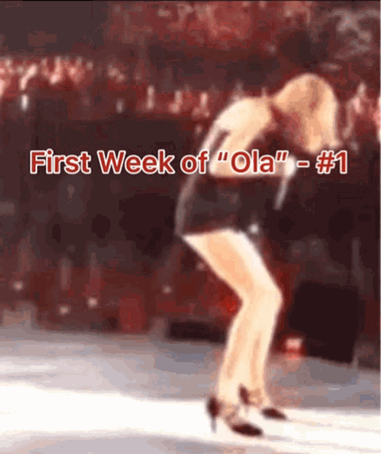 a picture of a woman with the words first week of " ola "