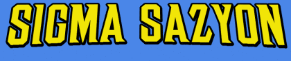 a blue background with the words sigma sazyon in yellow letters