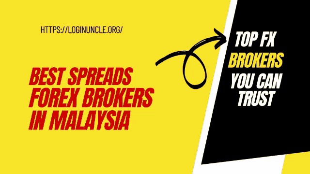 a yellow and black banner with the words best spreads forex brokers in malaysia