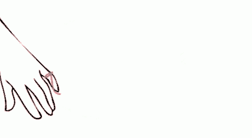 a pink heart is drawn with a red line on a white background