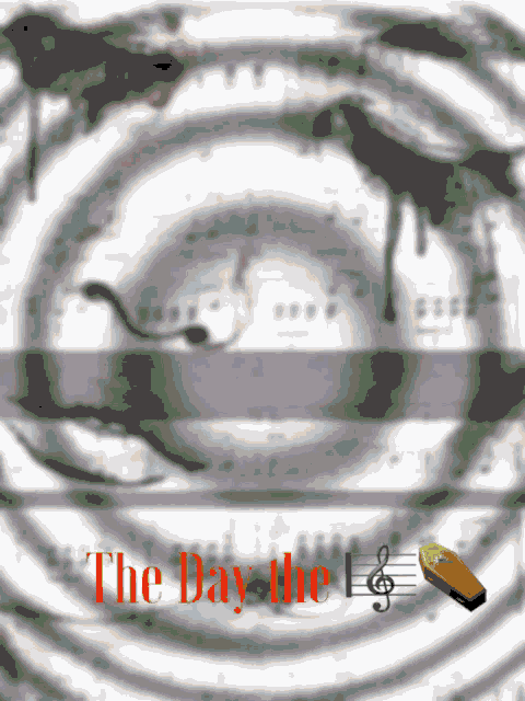 a poster for the day the lg features a coffin