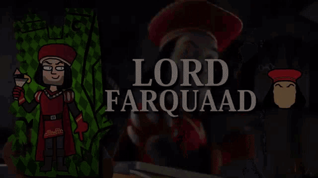 a cartoon drawing of lord farquaad with a green background