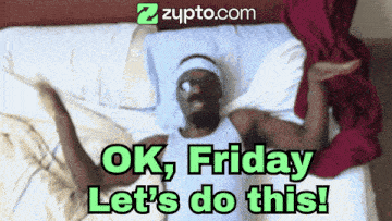 a man is laying on a bed with the words " ok friday let 's do this "