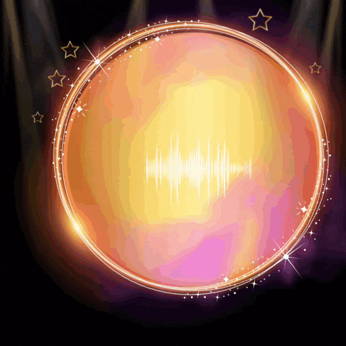 a glowing circle with a sound wave in the middle