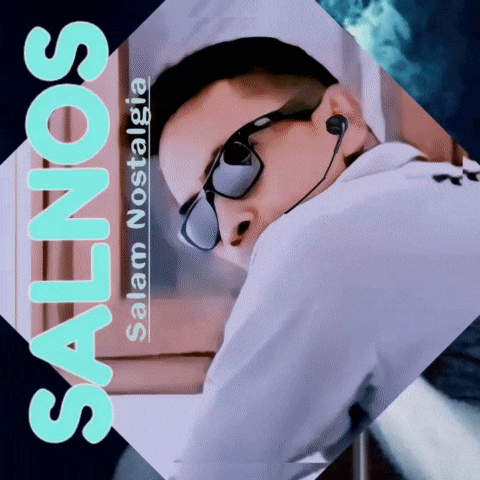 a picture of a man wearing sunglasses and a headset with the words salnos salam nostalgia above him