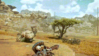 a computer generated image of a landscape with mountains in the background .