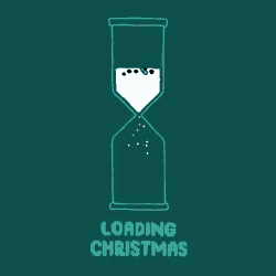 a hourglass with the words loading christmas on it