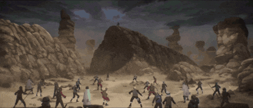 a cartoon character is flying through a cloud of dust