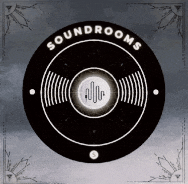 a black and white circle that says soundrooms