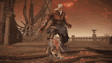 a video game scene with a dragon and a woman in the foreground