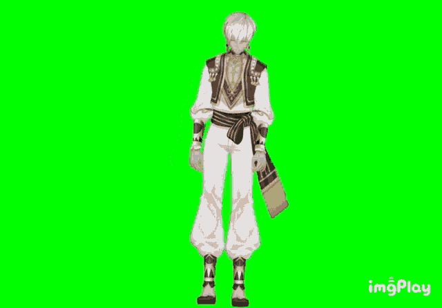 a 3d model of a man standing on a green screen