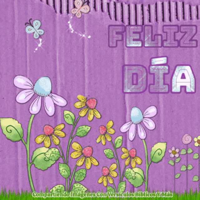 a purple background with the words feliz dia on it