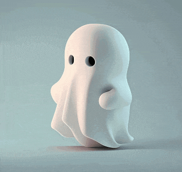 a cartoon of a ghost standing next to a speech bubble
