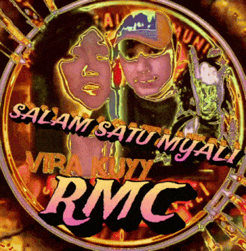 a colorful logo for rmc with two faces