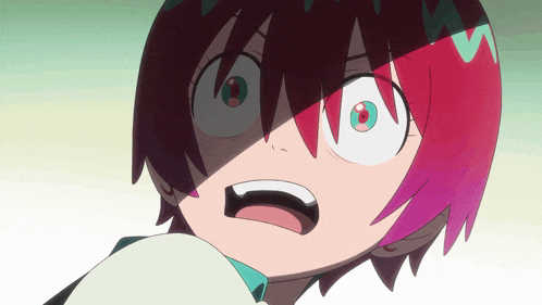 a cartoon character with red hair and green eyes