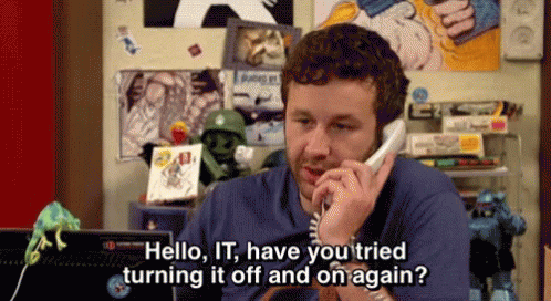 It Crowd Hello It GIF - It Crowd Hello It Have You Tried Turning It Off And On Again GIFs