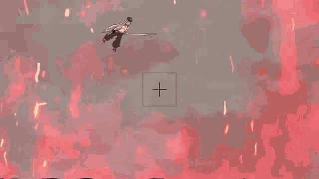a cartoon character with a sword is flying through the air