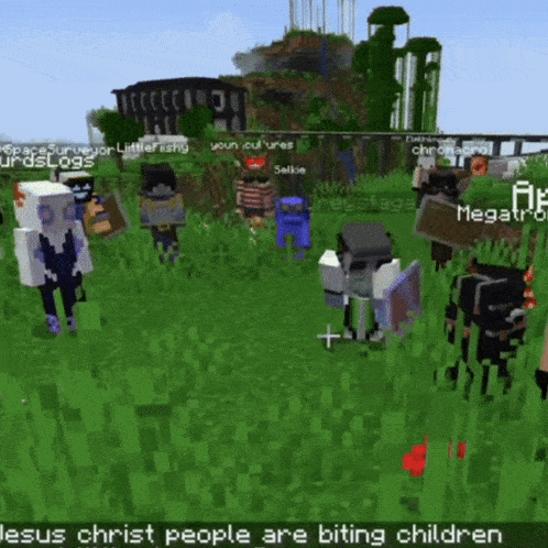 jesus christ people are biting children in a minecraft video game