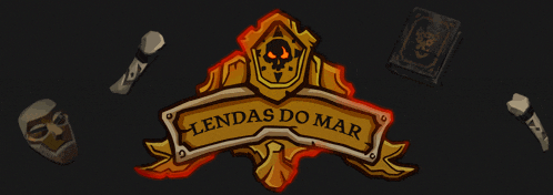 a logo that says lendas do mar with a skull on top
