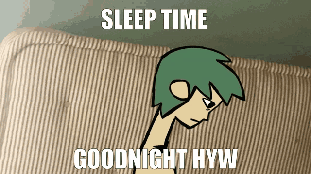 a picture of a cartoon character with the words sleep time goodnight hyw