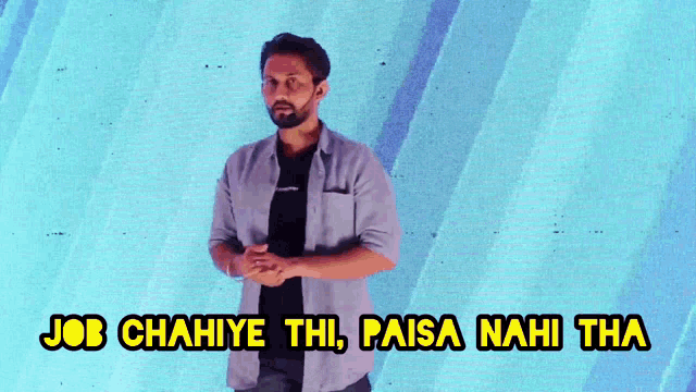 a man wearing a headset says job chahiye