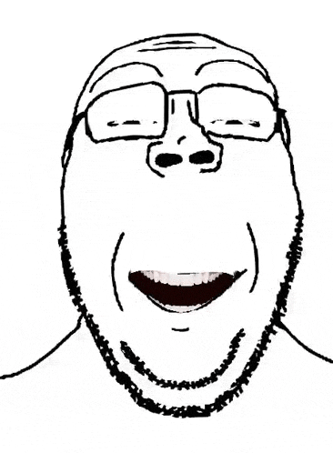 a black and white drawing of a man 's face with glasses and a beard .