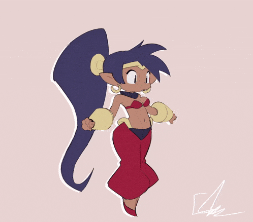 a cartoon drawing of a girl with a purple hair