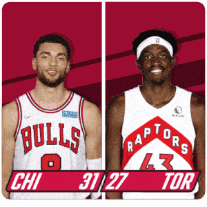Chicago Bulls (31) Vs. Toronto Raptors (27) First-second Period Break GIF - Nba Basketball Nba 2021 GIFs