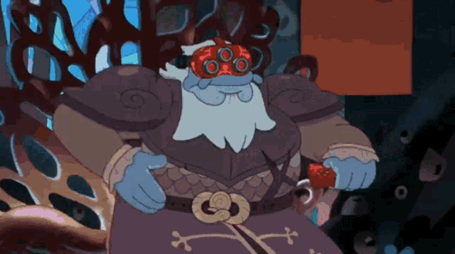 a cartoon drawing of a man with a beard and goggles on